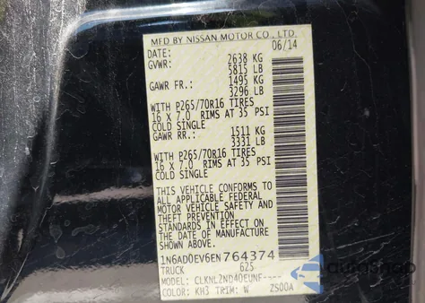 2014 Nissan Frontier Sv z USA, uszkodzony, nr VIN 1N6AD0EV6EN764374